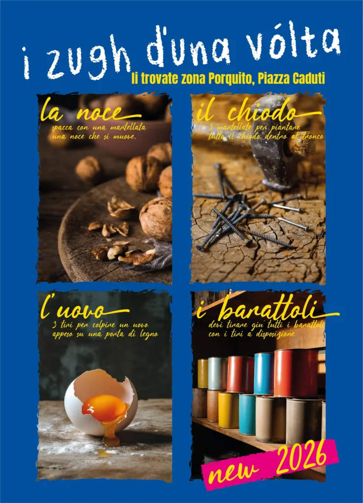 Locandina dei giochi di una volta alla Sagra di Lavezzola