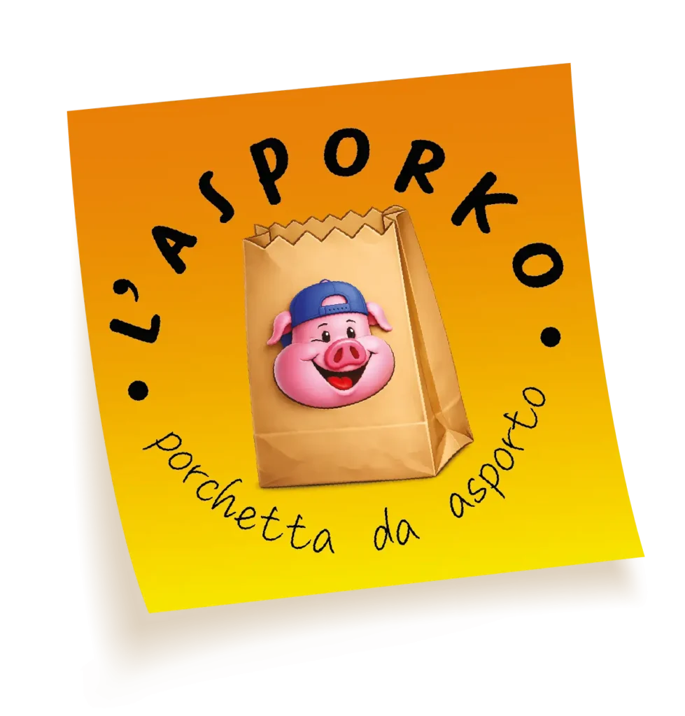 Logo di ASPORKO, il servizio di porchetta da asporto della Sagra di Lavezzola