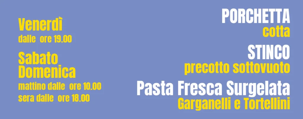 Prodotti e orari di ASPORKO: porchetta, stinco, garganelli e tortellini da asporto