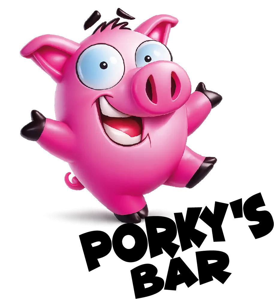 Mascotte a forma di maialino di Porky’s Bar