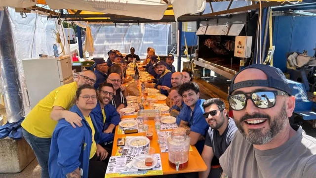 Quelli del Camino riuniti a tavola durante la Sagra di Lavezzola